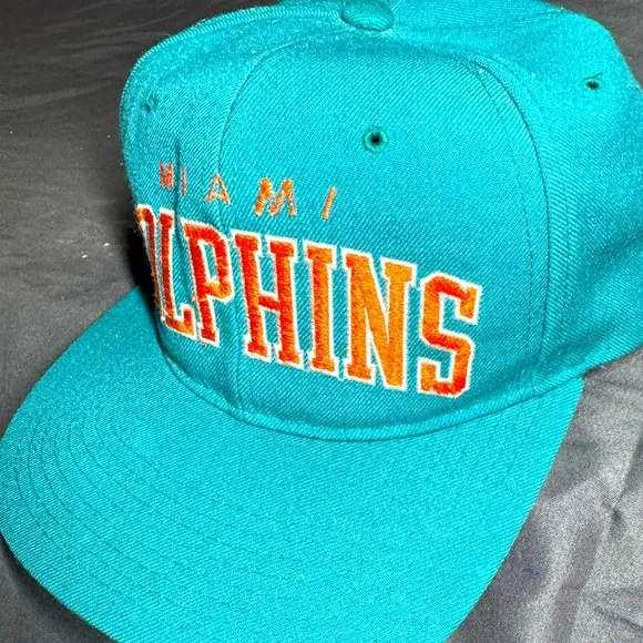 Rare Vintage 90s Miami Dolphins Starter Arch 100% Wool Snapback Hat - Picture 2 of 12